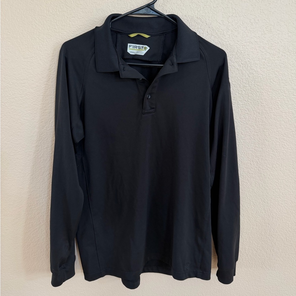 First Gear Men’s Long-Sleeve Black Polo
